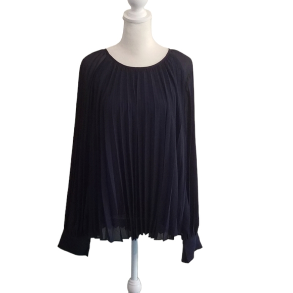 NEW Samsoe Samsoe Annmari pleated navy blouse XL - Picture 1 of 9